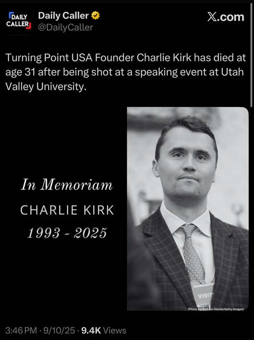 Conservative Activist Charlie Kirk Assassinated